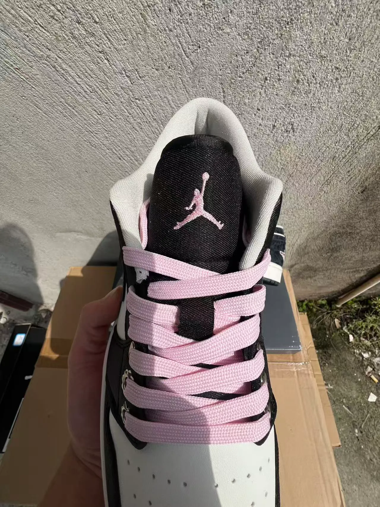 Nike Air Jordan 1 Low Speckled Black White Pink Lifestyle Sneakers 4