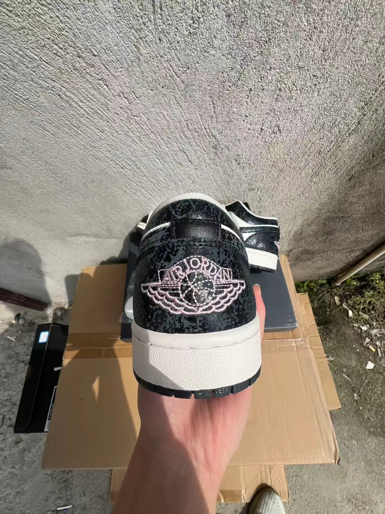 Nike Air Jordan 1 Low Speckled Black White Pink Lifestyle Sneakers 8