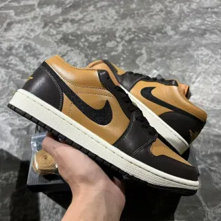 Nike Air Jordan 1 Low Tan and Black Lifestyle Sneakers