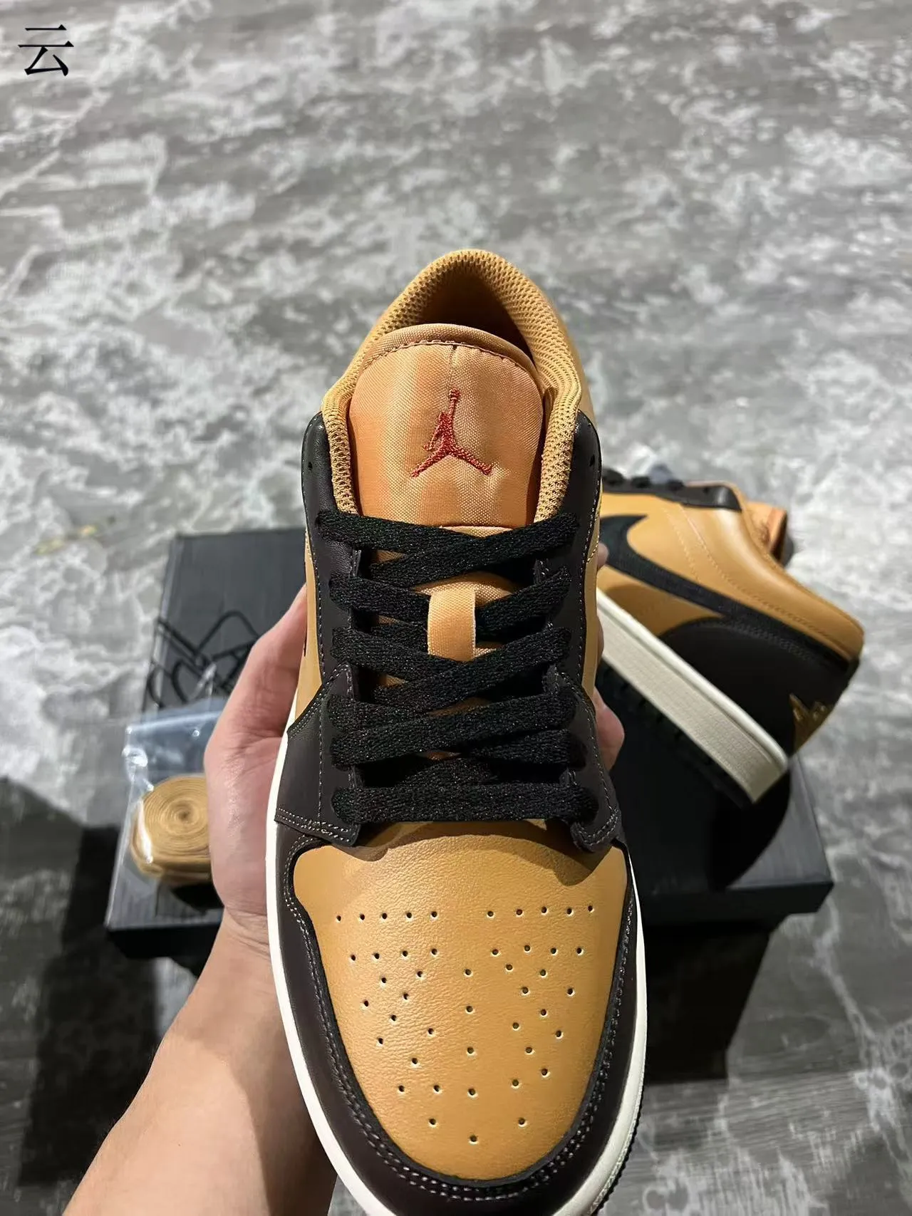Nike Air Jordan 1 Low Tan and Black Lifestyle Sneakers 3