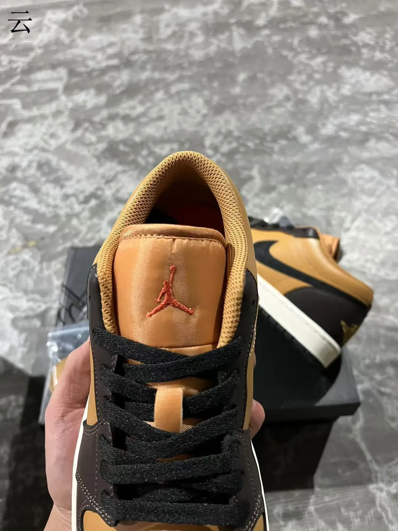 Nike Air Jordan 1 Low Tan and Black Lifestyle Sneakers 4