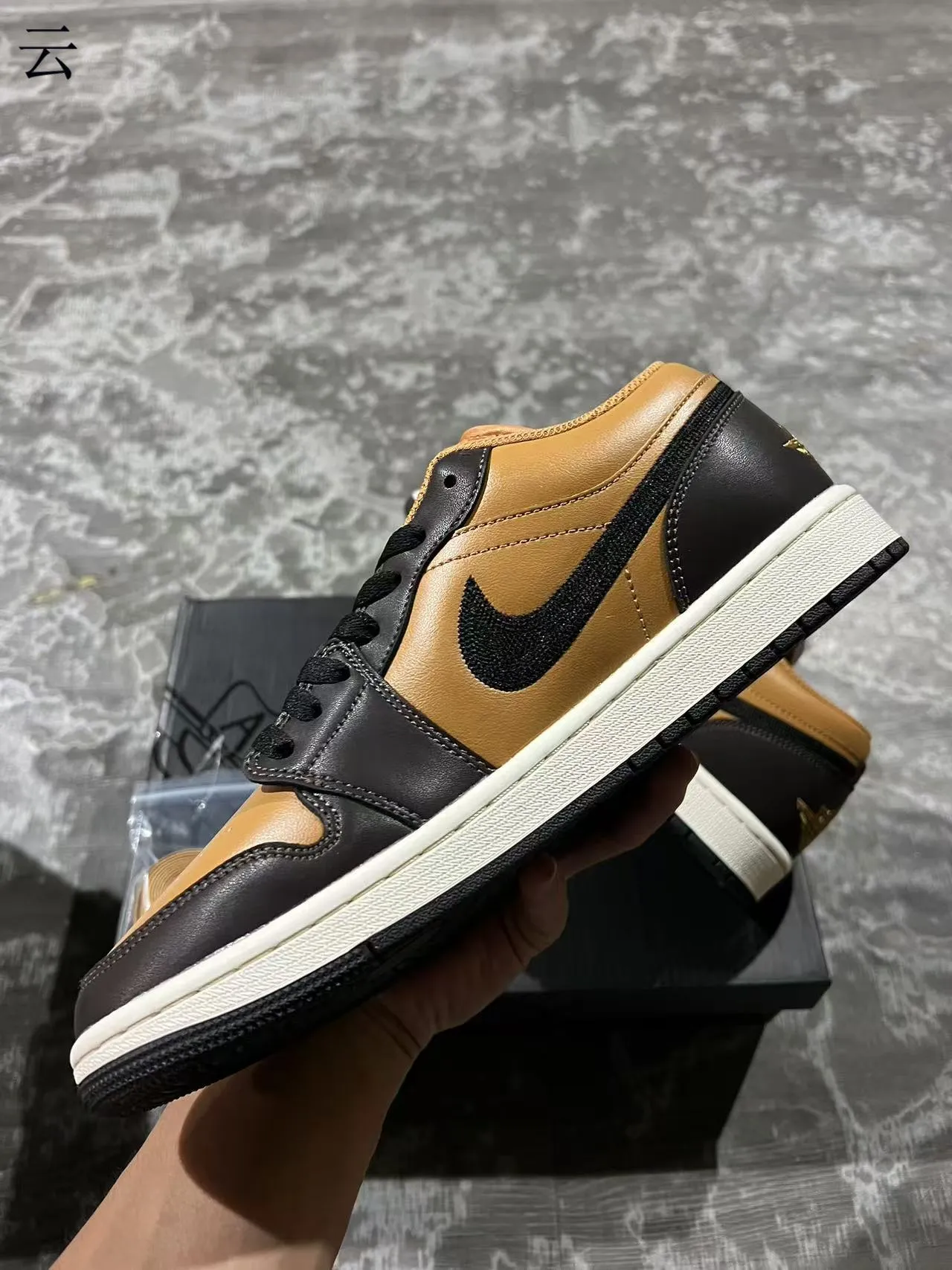 Nike Air Jordan 1 Low Tan and Black Lifestyle Sneakers 5