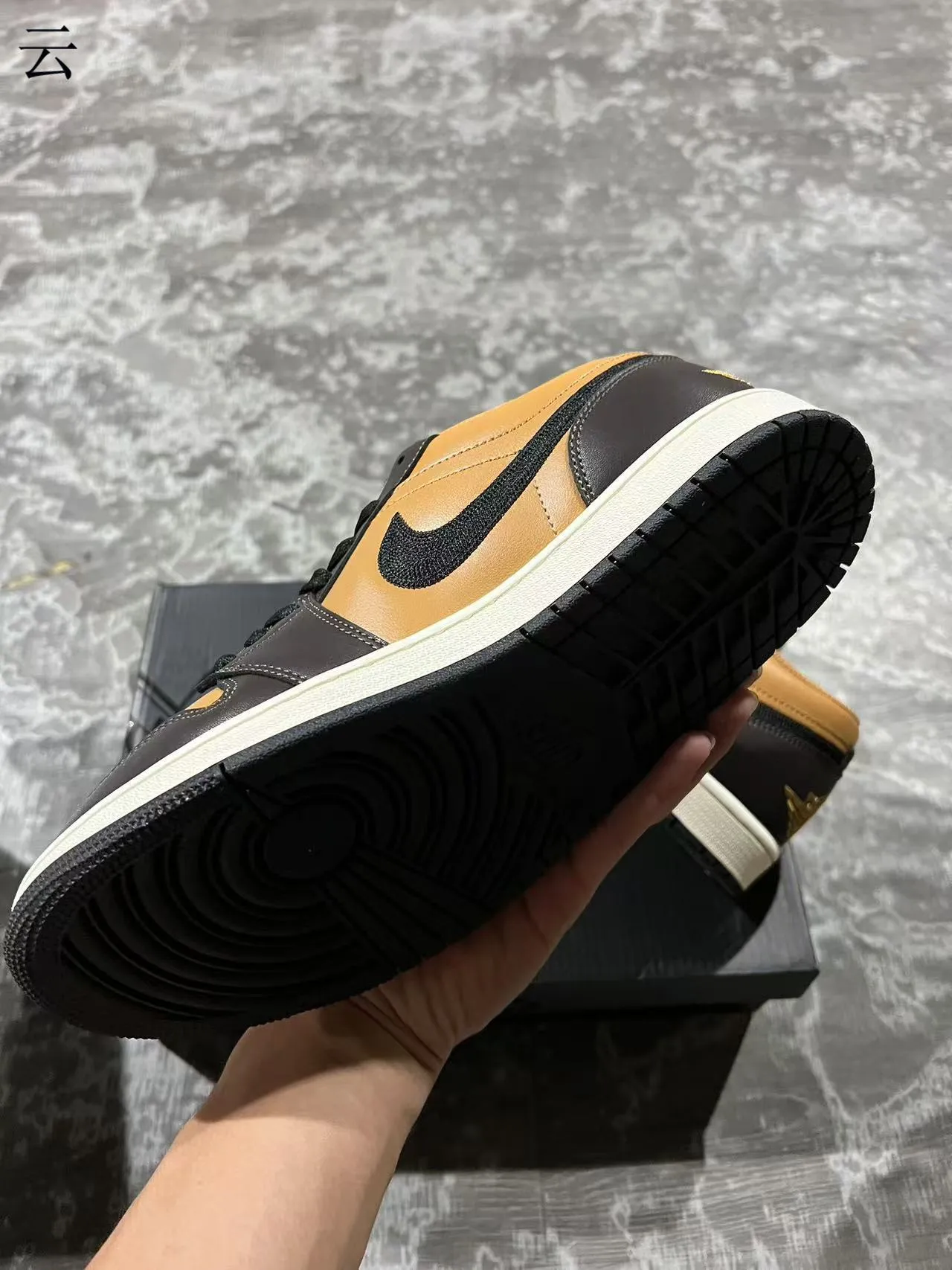 Nike Air Jordan 1 Low Tan and Black Lifestyle Sneakers 6