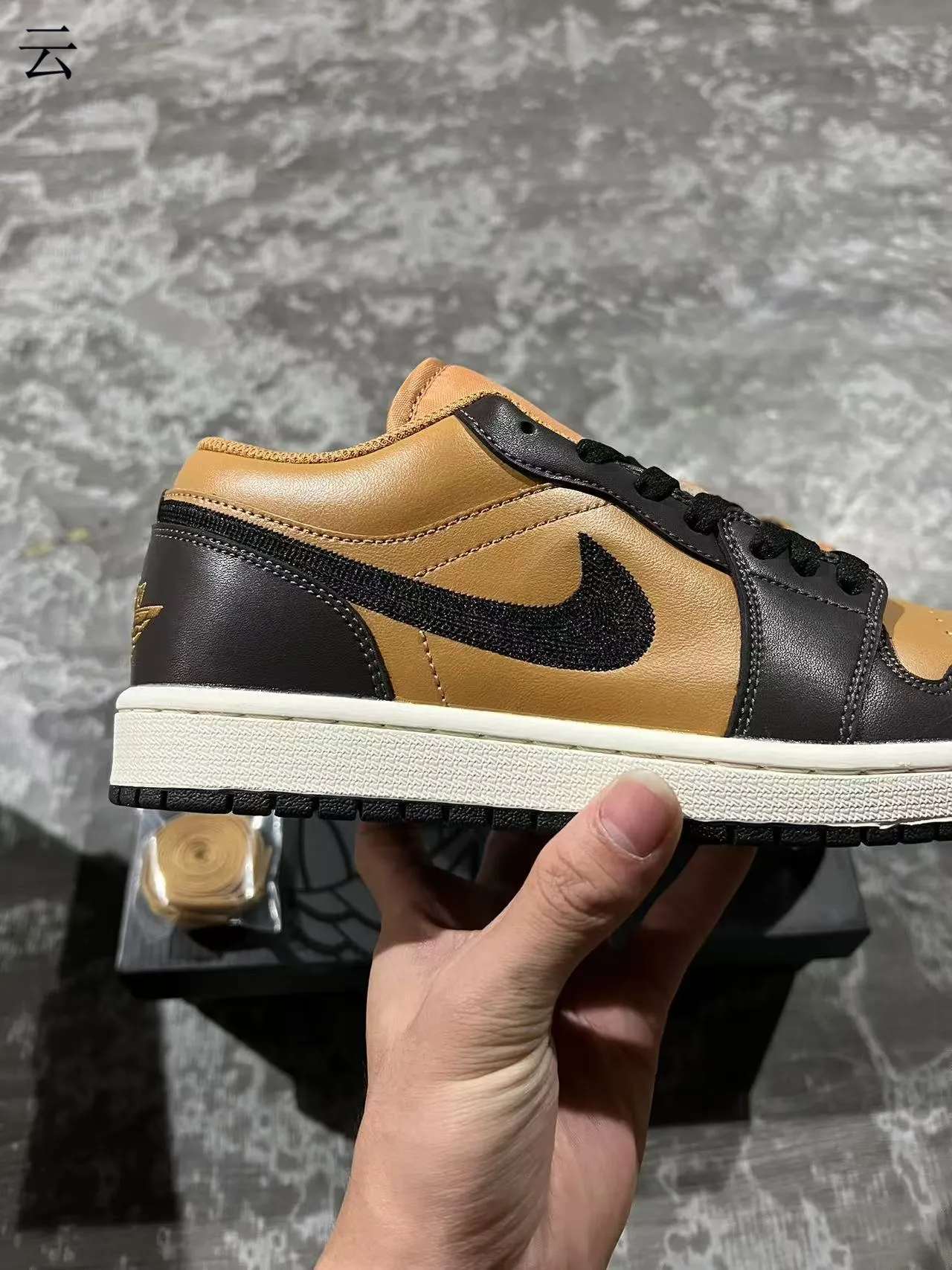 Nike Air Jordan 1 Low Tan and Black Lifestyle Sneakers 7