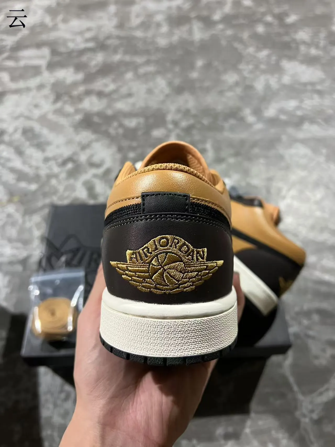 Nike Air Jordan 1 Low Tan and Black Lifestyle Sneakers 8