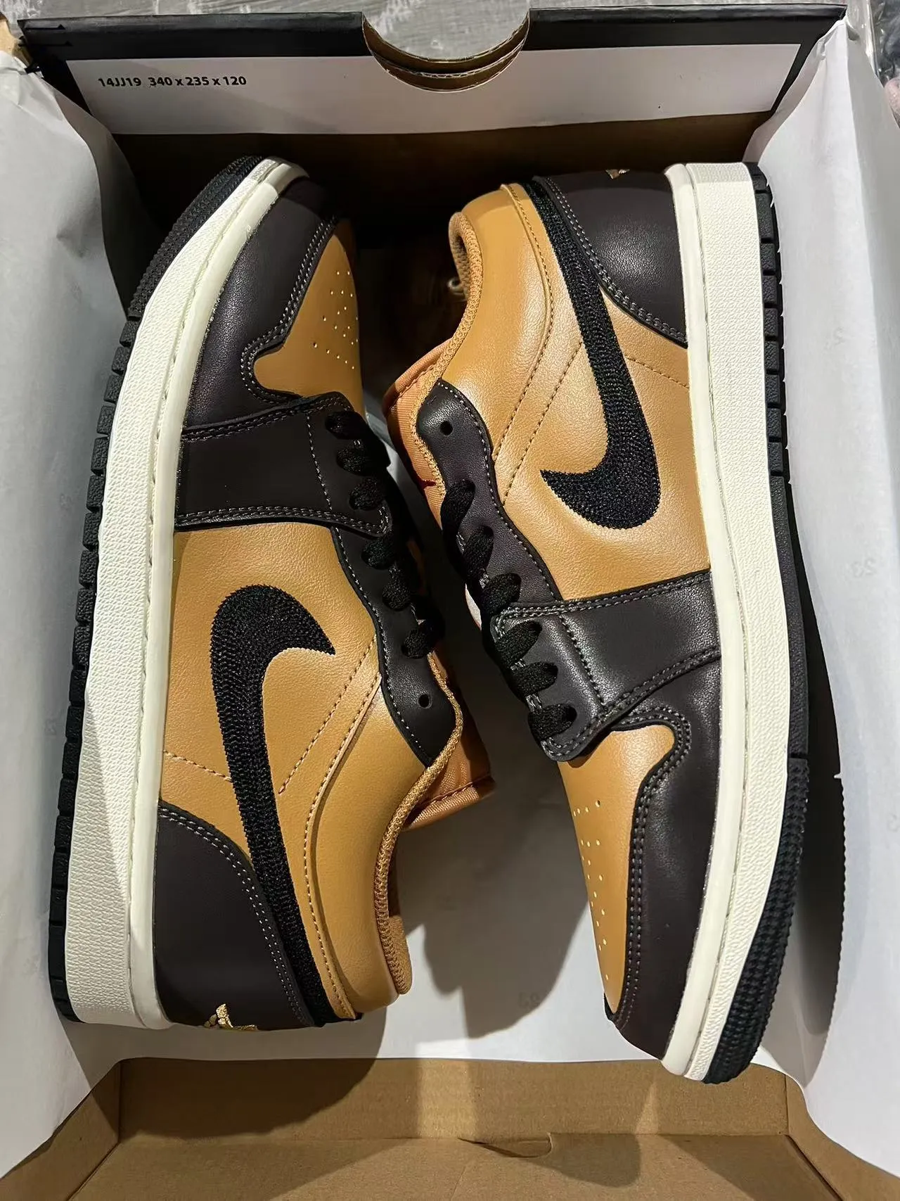 Nike Air Jordan 1 Low Tan and Black Lifestyle Sneakers 9