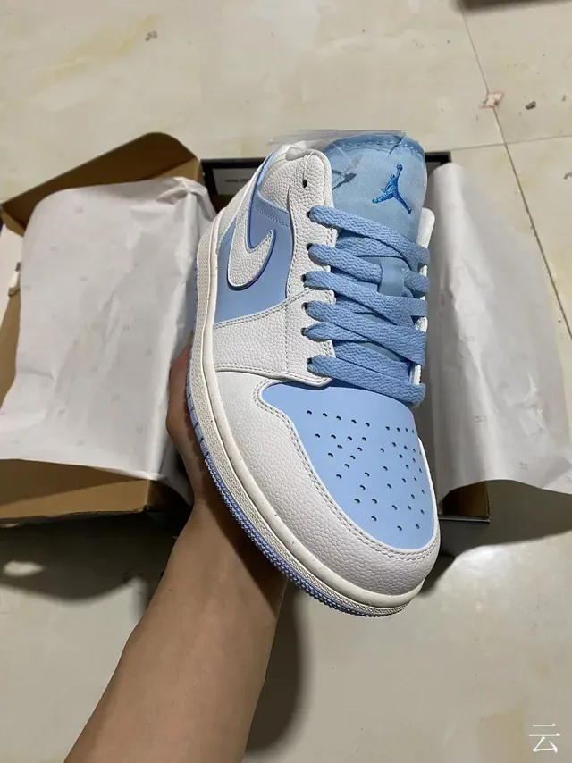 Nike Air Jordan 1 Low White and Light Blue Lifestyle Sneakers 2