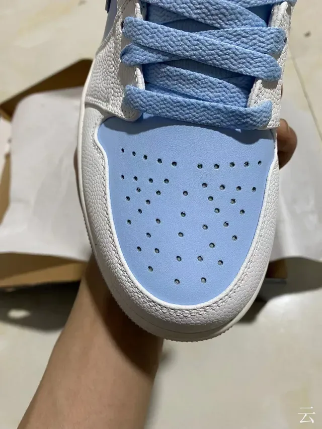 Nike Air Jordan 1 Low White and Light Blue Lifestyle Sneakers 3