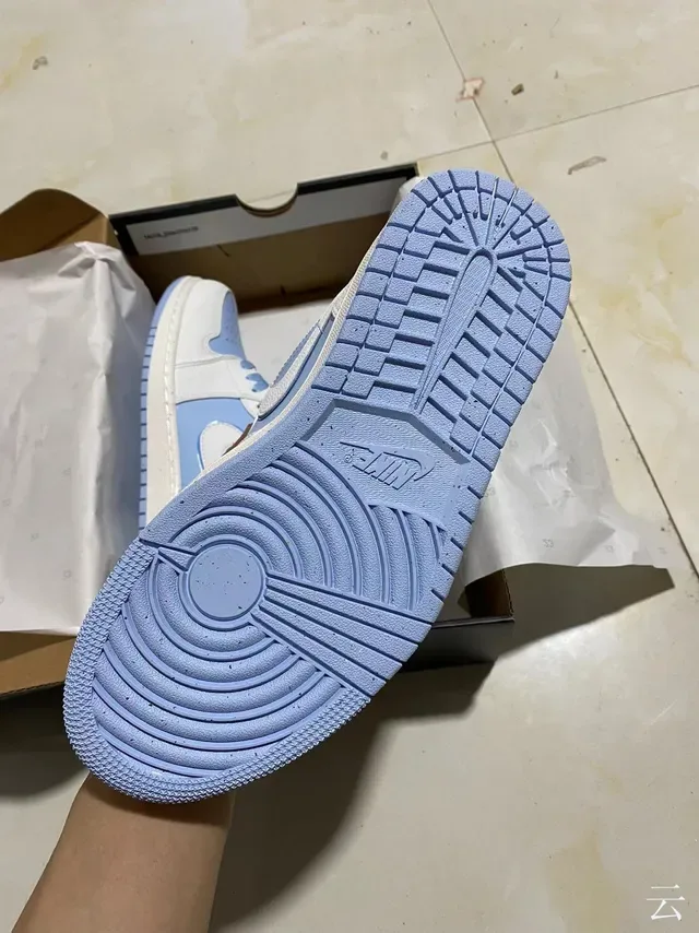 Nike Air Jordan 1 Low White and Light Blue Lifestyle Sneakers 5