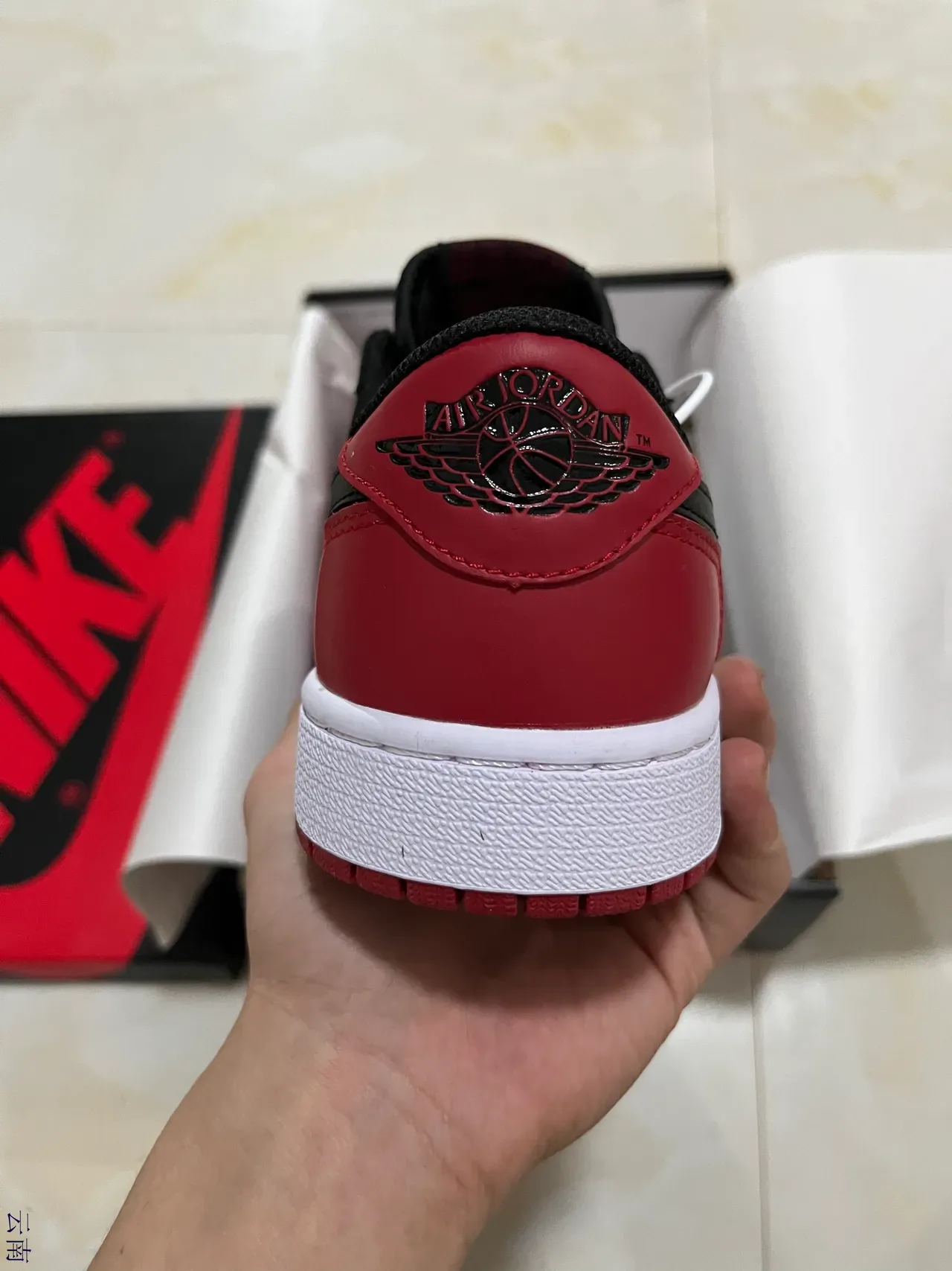Nike Air Jordan 1 Low White Black Red Lifestyle Sneakers 5