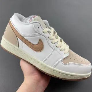 Nike Air Jordan 1 Low White Tan Lifestyle Sneakers
