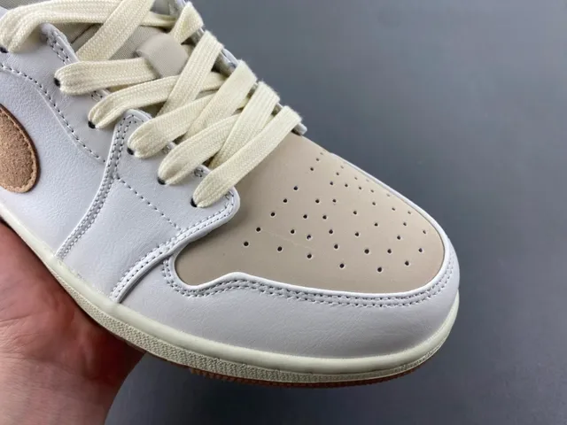 Nike Air Jordan 1 Low White Tan Lifestyle Sneakers 2