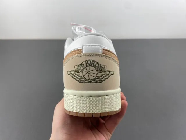 Nike Air Jordan 1 Low White Tan Lifestyle Sneakers 4