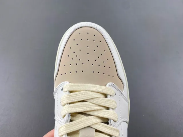 Nike Air Jordan 1 Low White Tan Lifestyle Sneakers 5