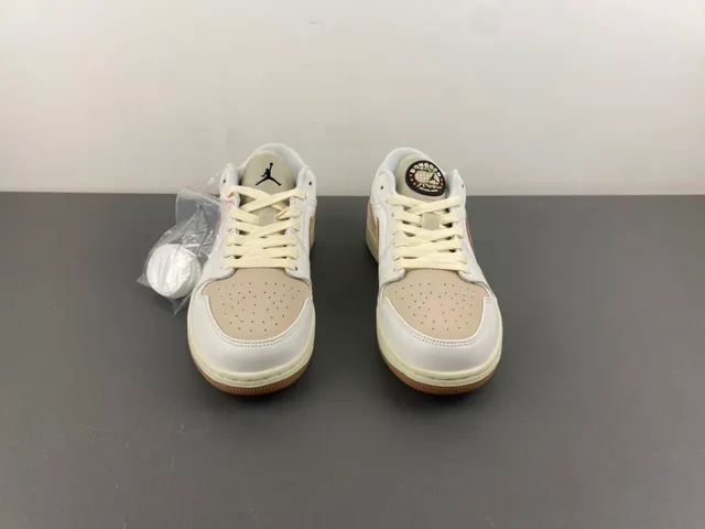 Nike Air Jordan 1 Low White Tan Lifestyle Sneakers 11