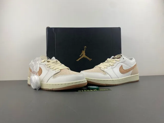 Nike Air Jordan 1 Low White Tan Lifestyle Sneakers 13