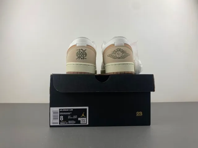 Nike Air Jordan 1 Low White Tan Lifestyle Sneakers 17
