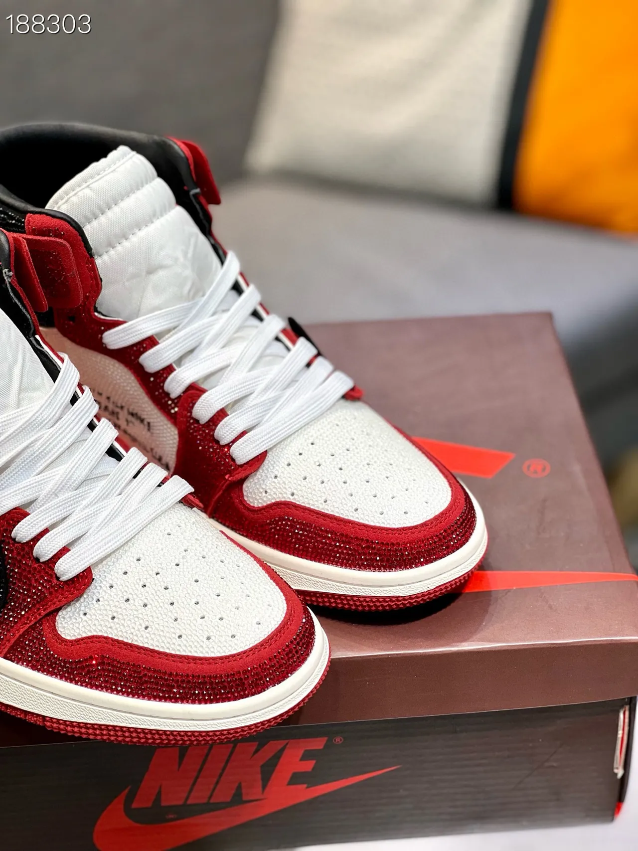 Nike Air Jordan 1 Off-White التعاون أحمر لامع أبيض أسود أحذية كرة السلة 5