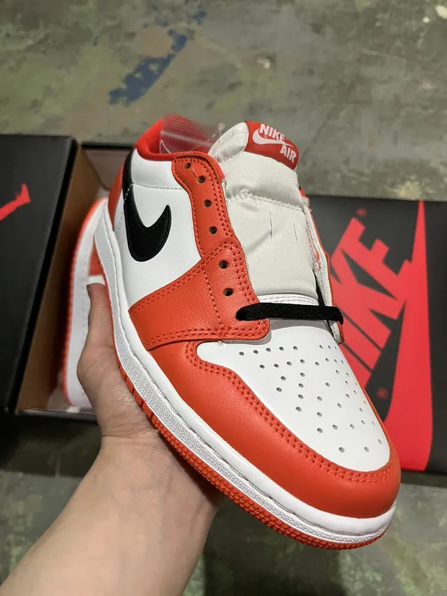 Nike Air Jordan 1 Orange White Black Lifestyle Sneakers 2