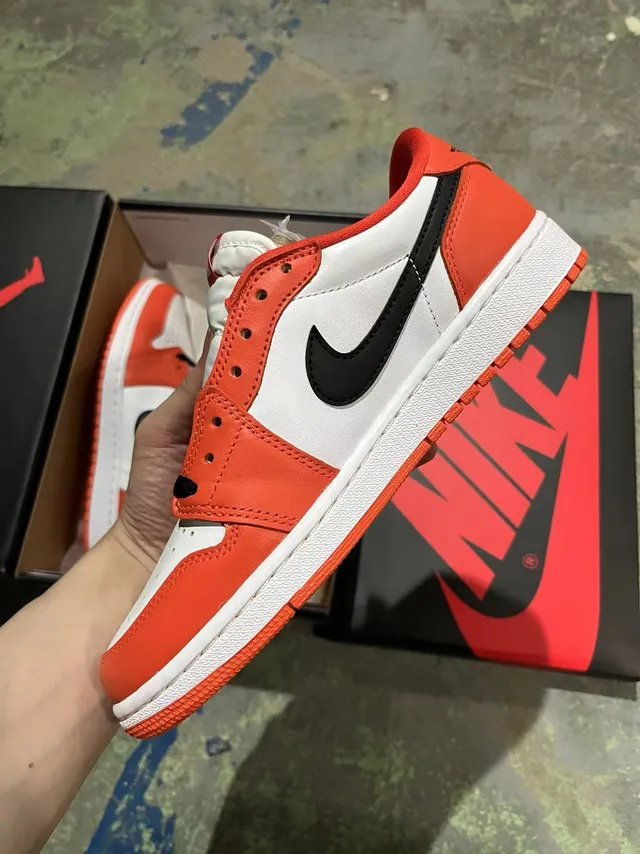 Nike Air Jordan 1 Orange White Black Lifestyle Sneakers 3