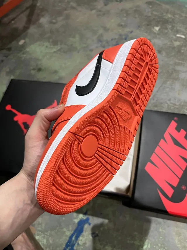 Nike Air Jordan 1 Orange White Black Lifestyle Sneakers 4
