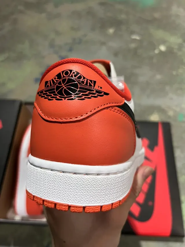Nike Air Jordan 1 Orange White Black Lifestyle Sneakers 5