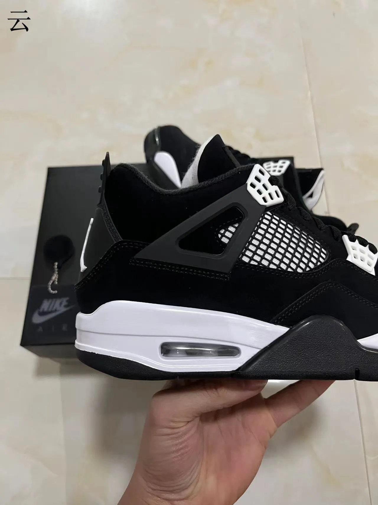 Nike Air Jordan 4 Black White Basketball Shoes 5