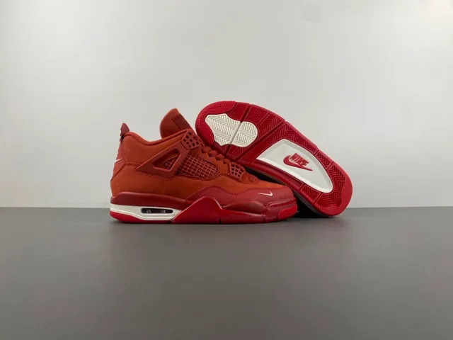 Nike Air Jordan 4 Red Suede Basketball Shoes 12