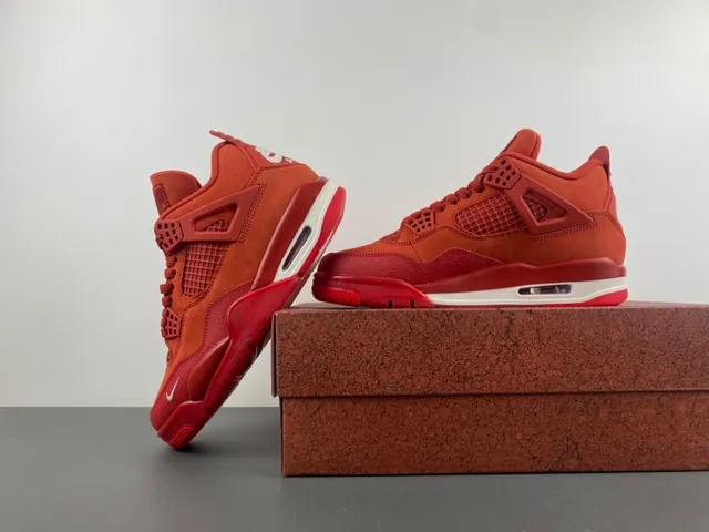 Nike Air Jordan 4 Red Suede Basketball Shoes 14
