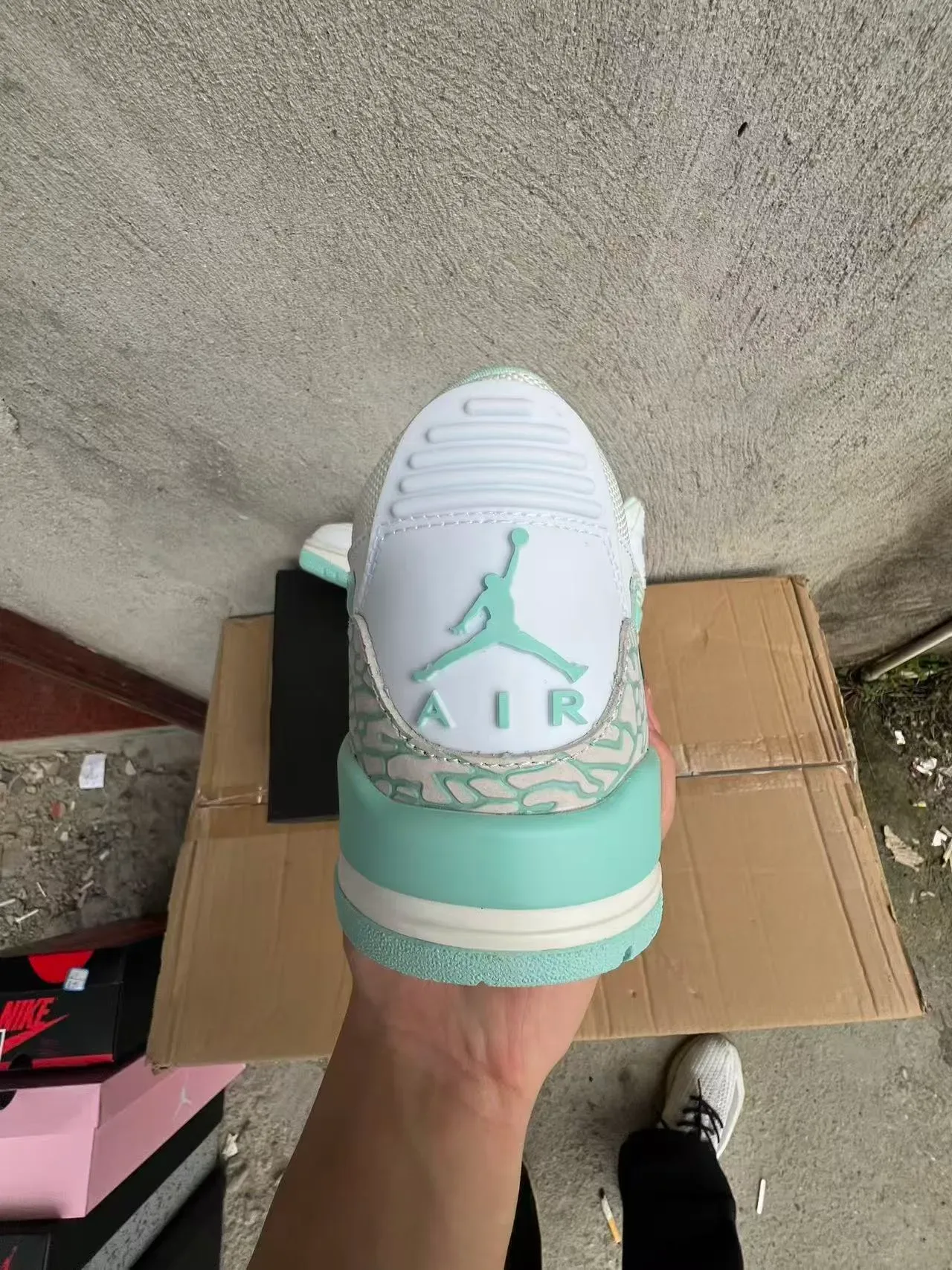 Nike Air Jordan Legacy 312 Blanc Vert Menthe Imprimé Éléphant Sneakers Lifestyle 8