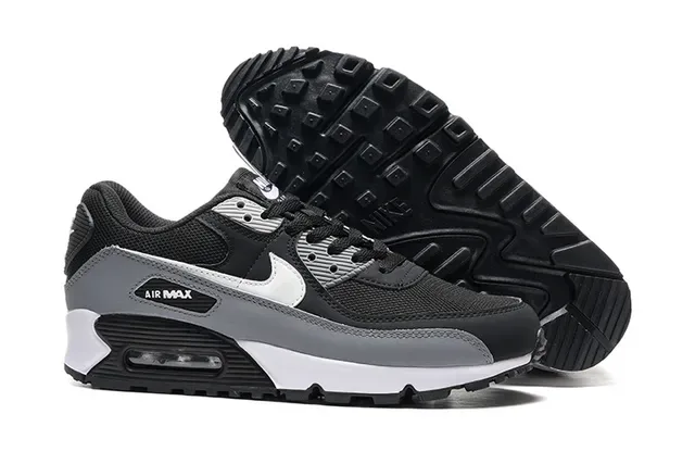 Nike Air Max 90 Preto Cinza Branco tênis lifestyle 4