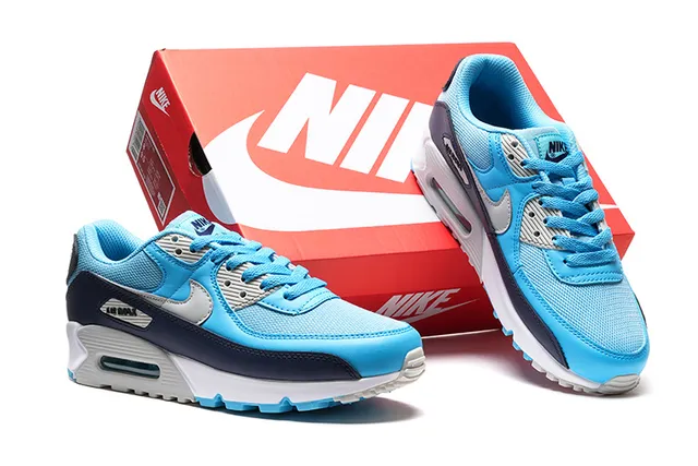 Nike Air Max 90 Cyan Navy White Lifestyle Sneakers 2