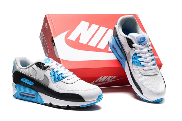 Nike Air Max 90 White Black Cyan Lifestyle Sneakers 2