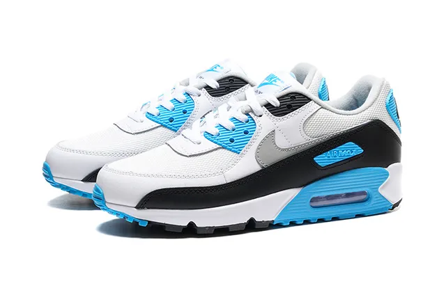 Nike Air Max 90 White Black Cyan Lifestyle Sneakers 5