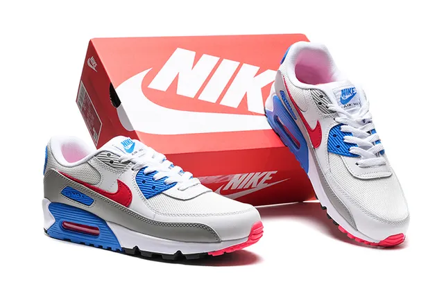 Nike Air Max 90 White Red Blue Pink Lifestyle Sneakers 2