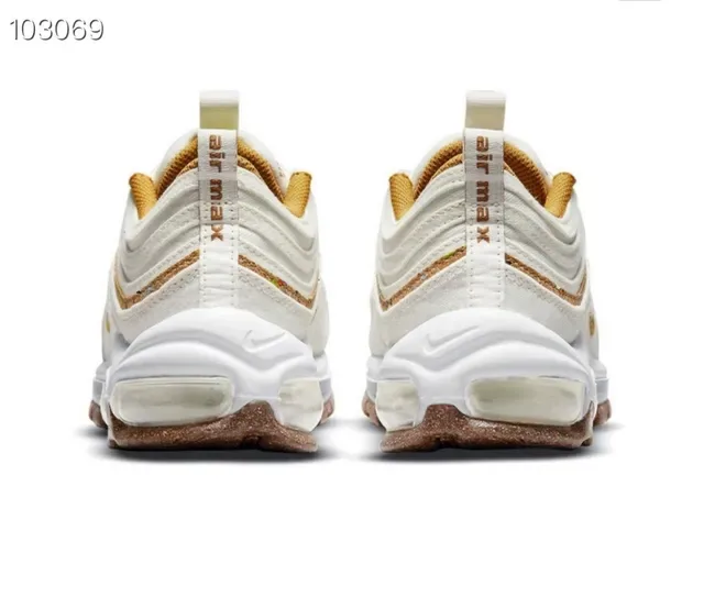Nike Air Max 97 Beige Gold Wavy Layered Upper Visible Cushioning Lifestyle Sneakers 2