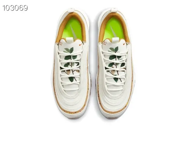 Nike Air Max 97 Beige Gold Wavy Layered Upper Visible Cushioning Lifestyle Sneakers 3