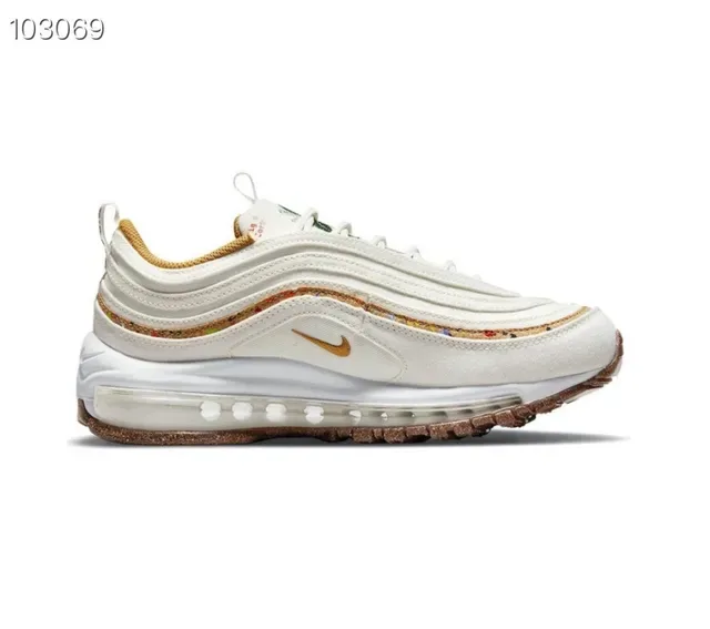 Nike Air Max 97 Beige Gold Wavy Layered Upper Visible Cushioning Lifestyle Sneakers 5
