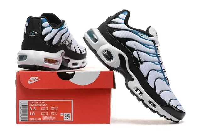 Nike Air Max Plus White Black Light Blue Lifestyle Sneakers 4