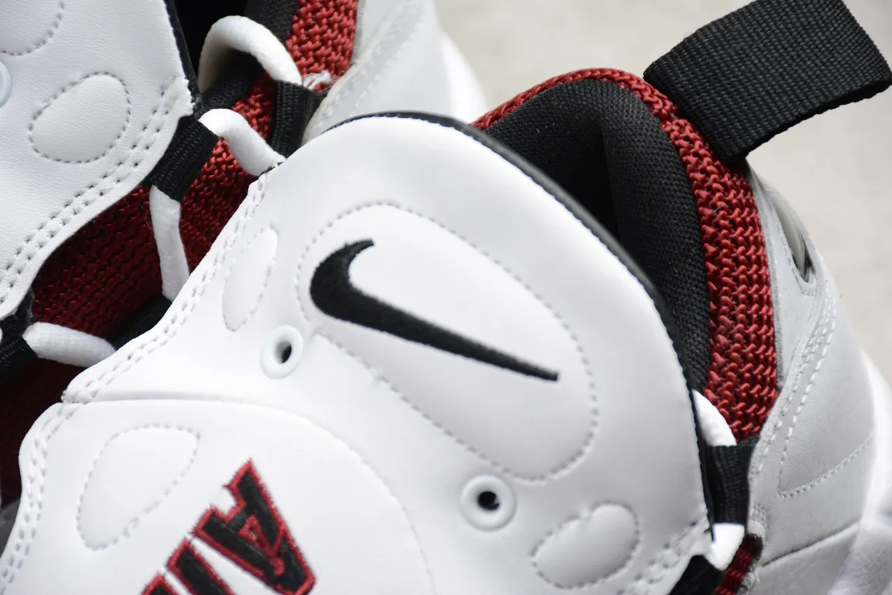 Nike Air More Uptempo White Maroon Black Basketball Shoes 4