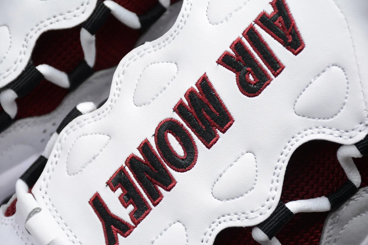 Nike Air More Uptempo White Maroon Black Basketball Shoes 5