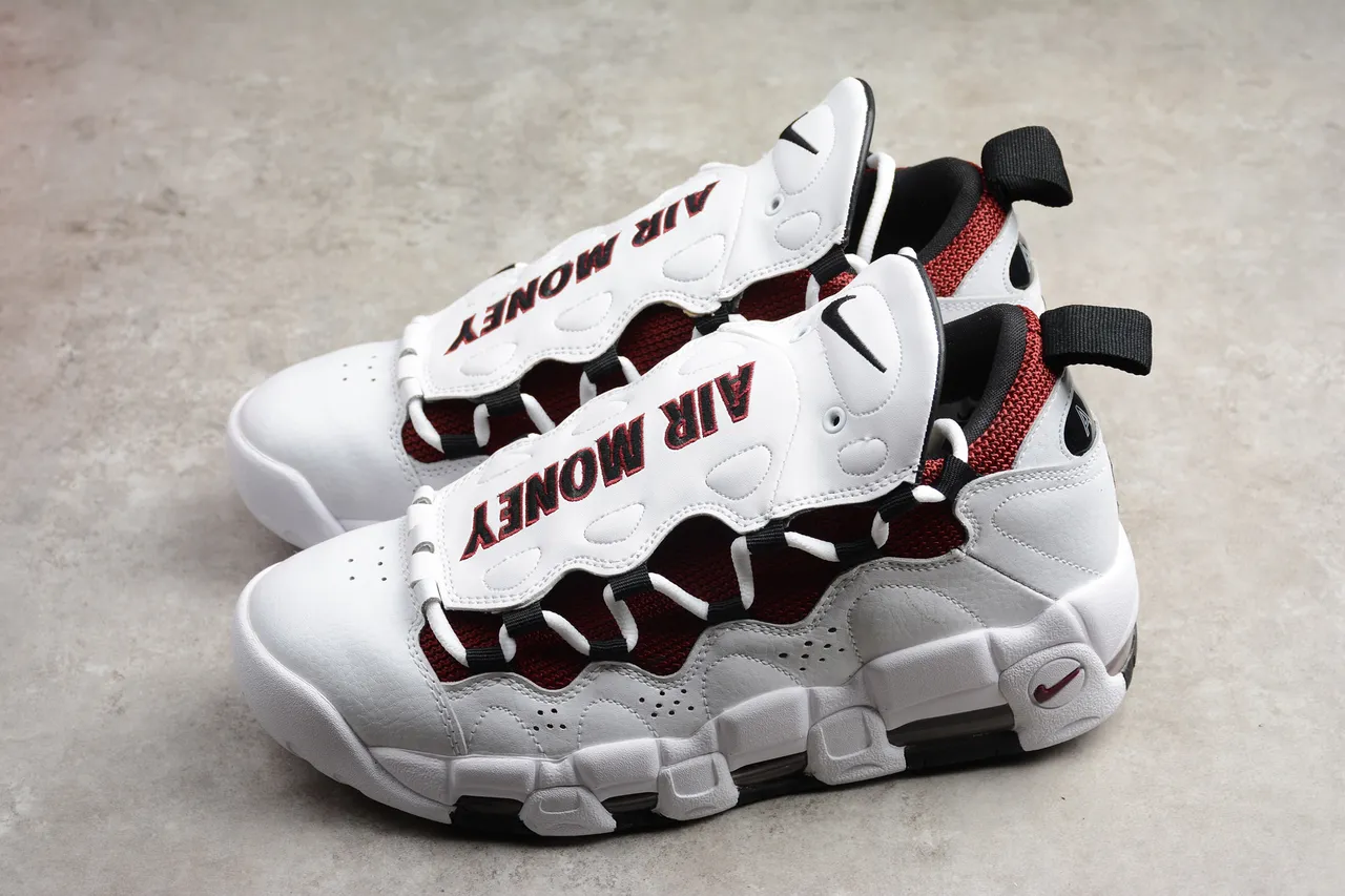 Nike Air More Uptempo White Maroon Black Basketball Shoes 7