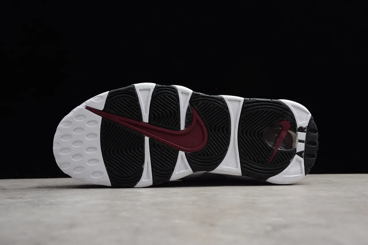 Nike Air More Uptempo White Maroon Black Basketball Shoes 9