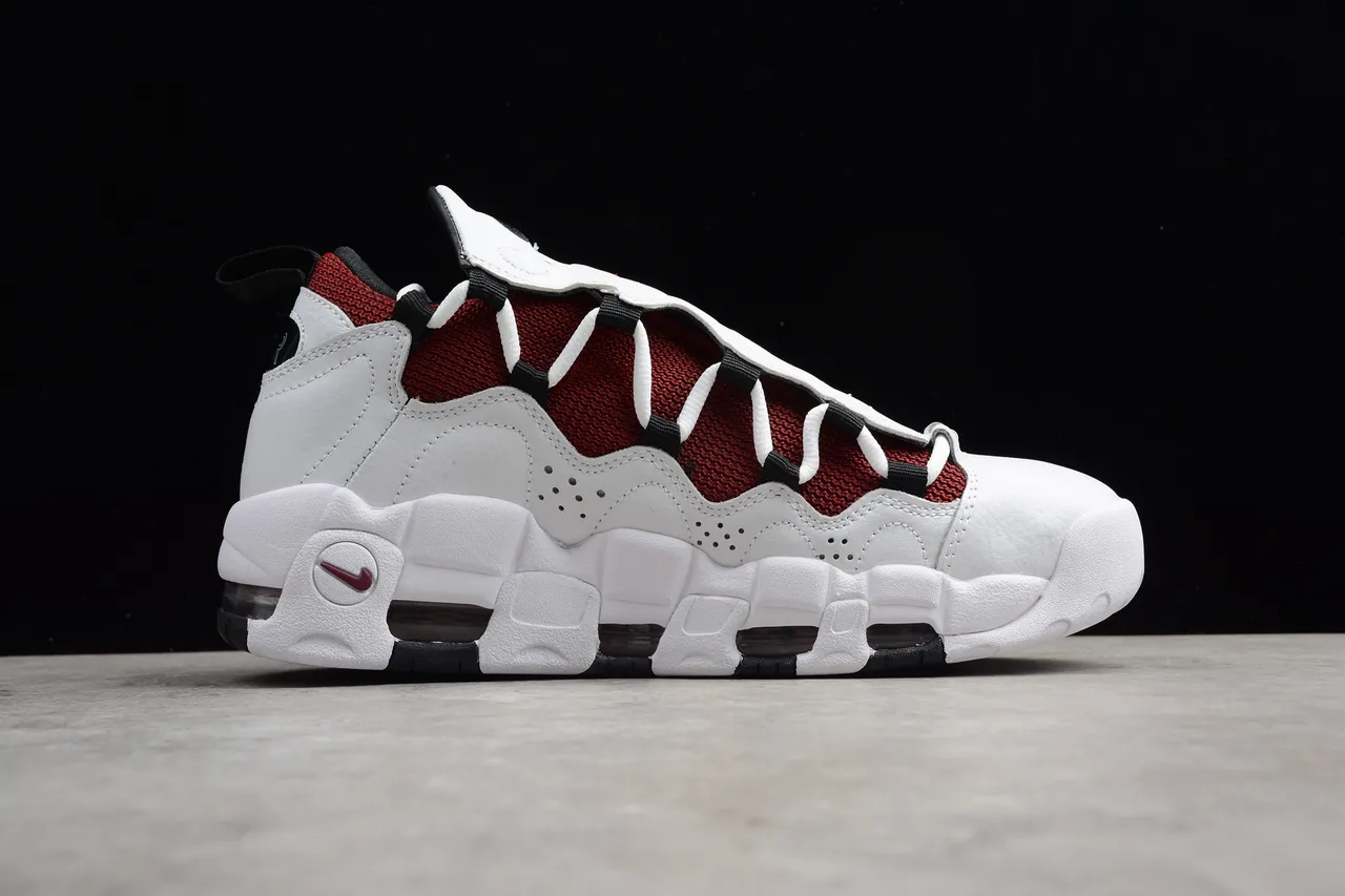 Nike Air More Uptempo White Maroon Black Basketball Shoes 11