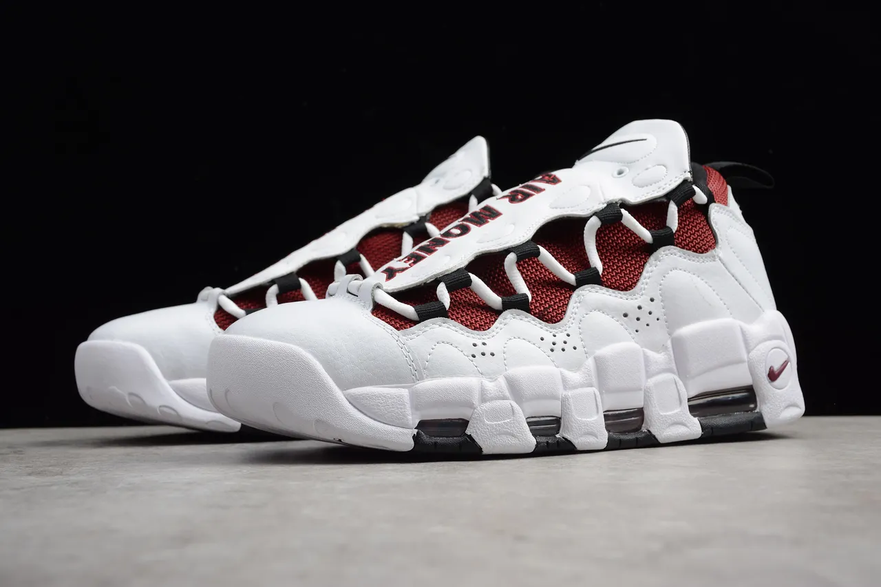 Nike Air More Uptempo White Maroon Black Basketball Shoes 12