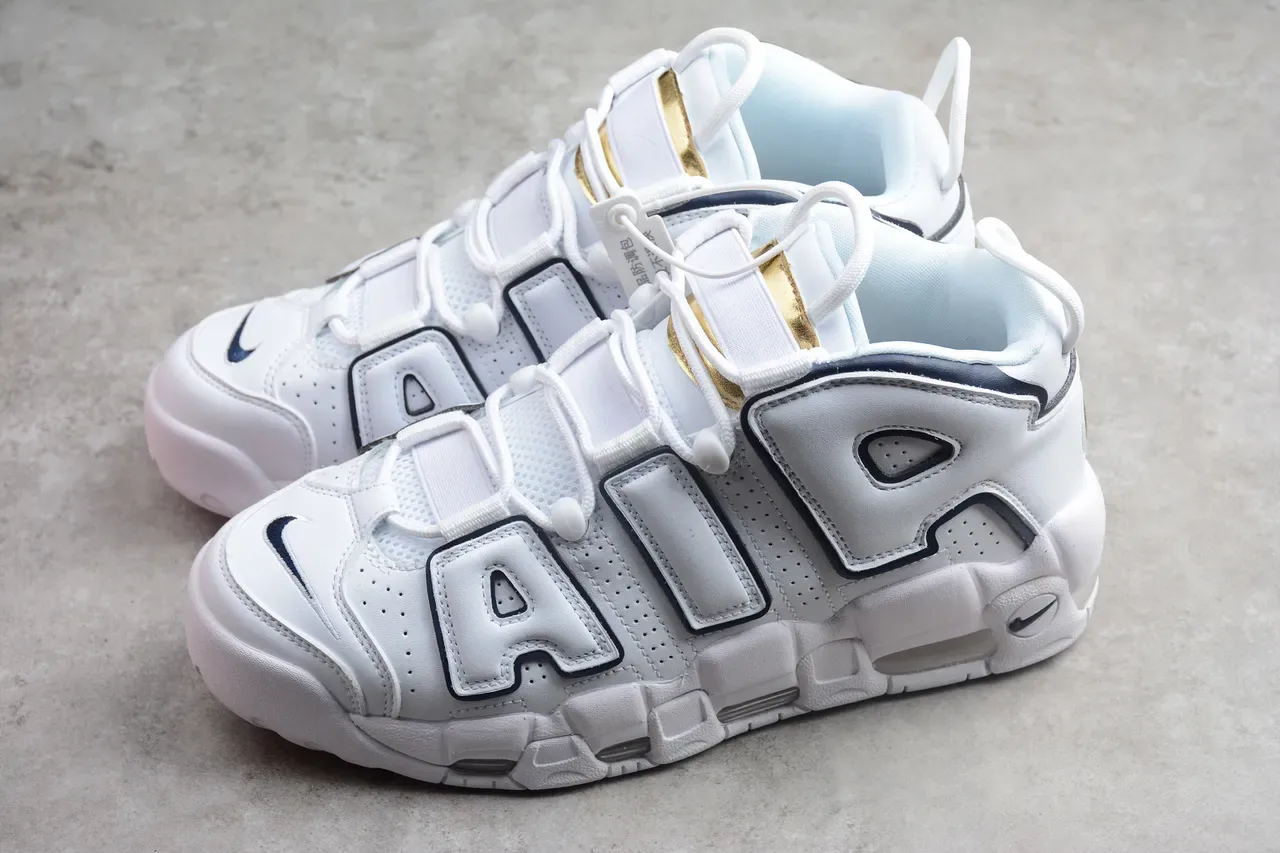 Nike Air More Uptempo White Navy Chaussures de Basket 9