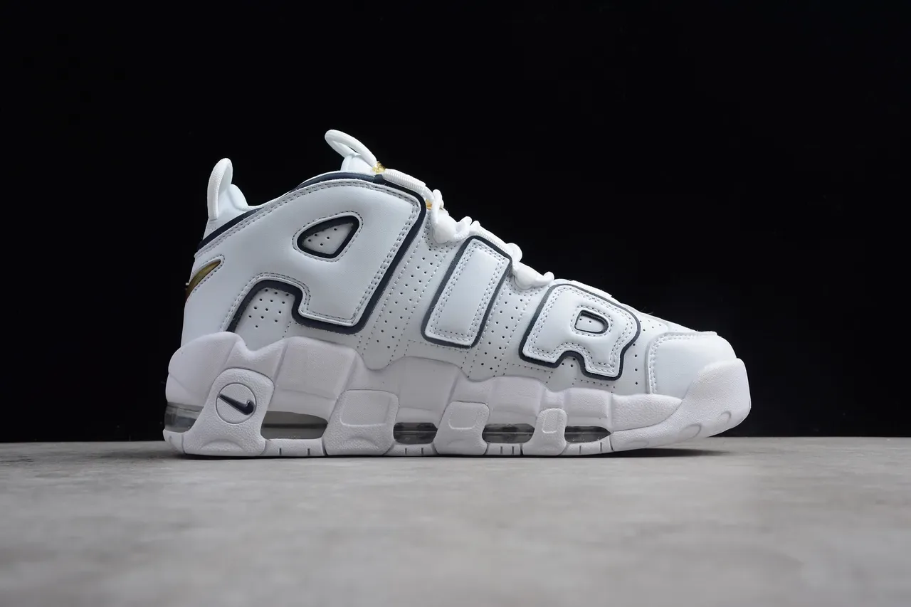 Nike Air More Uptempo White Navy Chaussures de Basket 13
