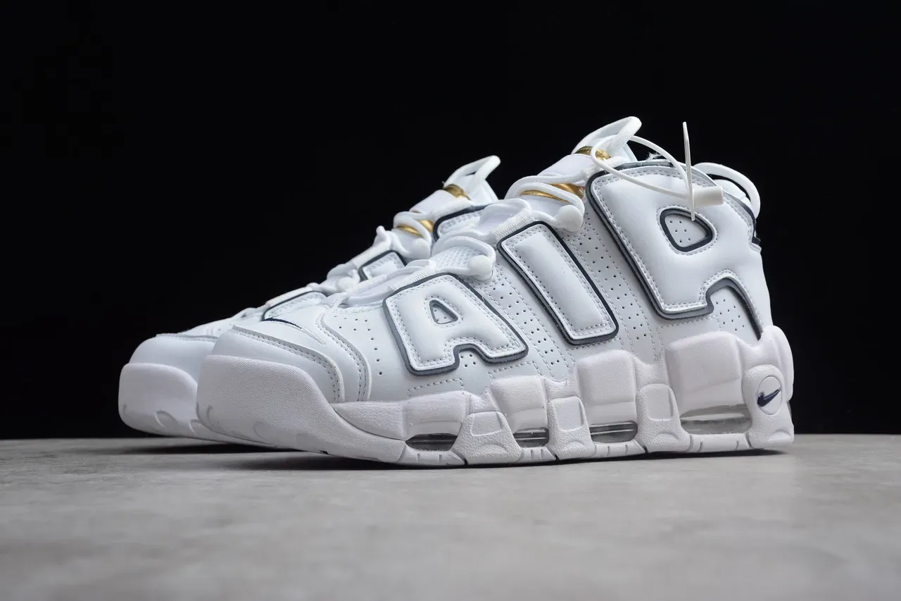 Nike Air More Uptempo White Navy Chaussures de Basket 14