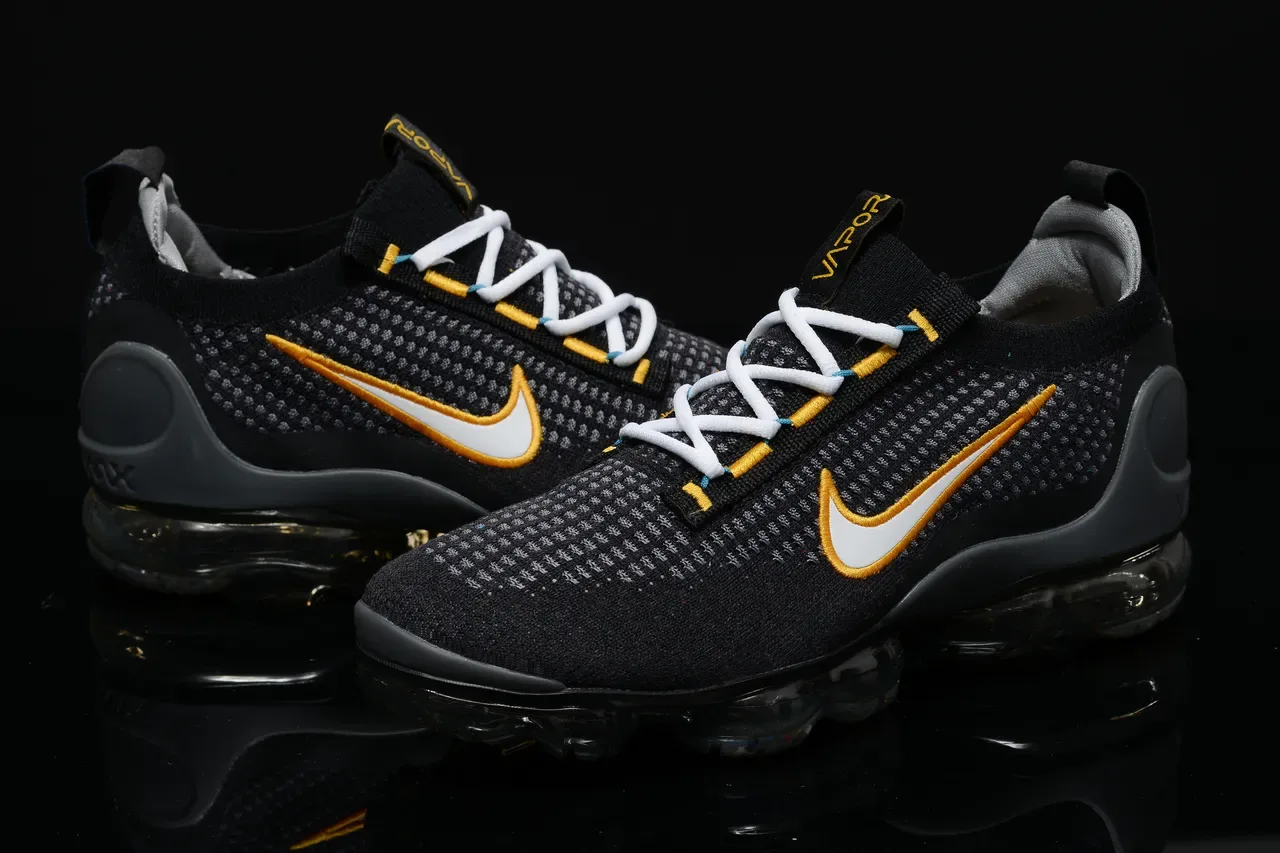 Nike Air VaporMax Flyknit 3 Black Gold White Lifestyle Sneakers 6