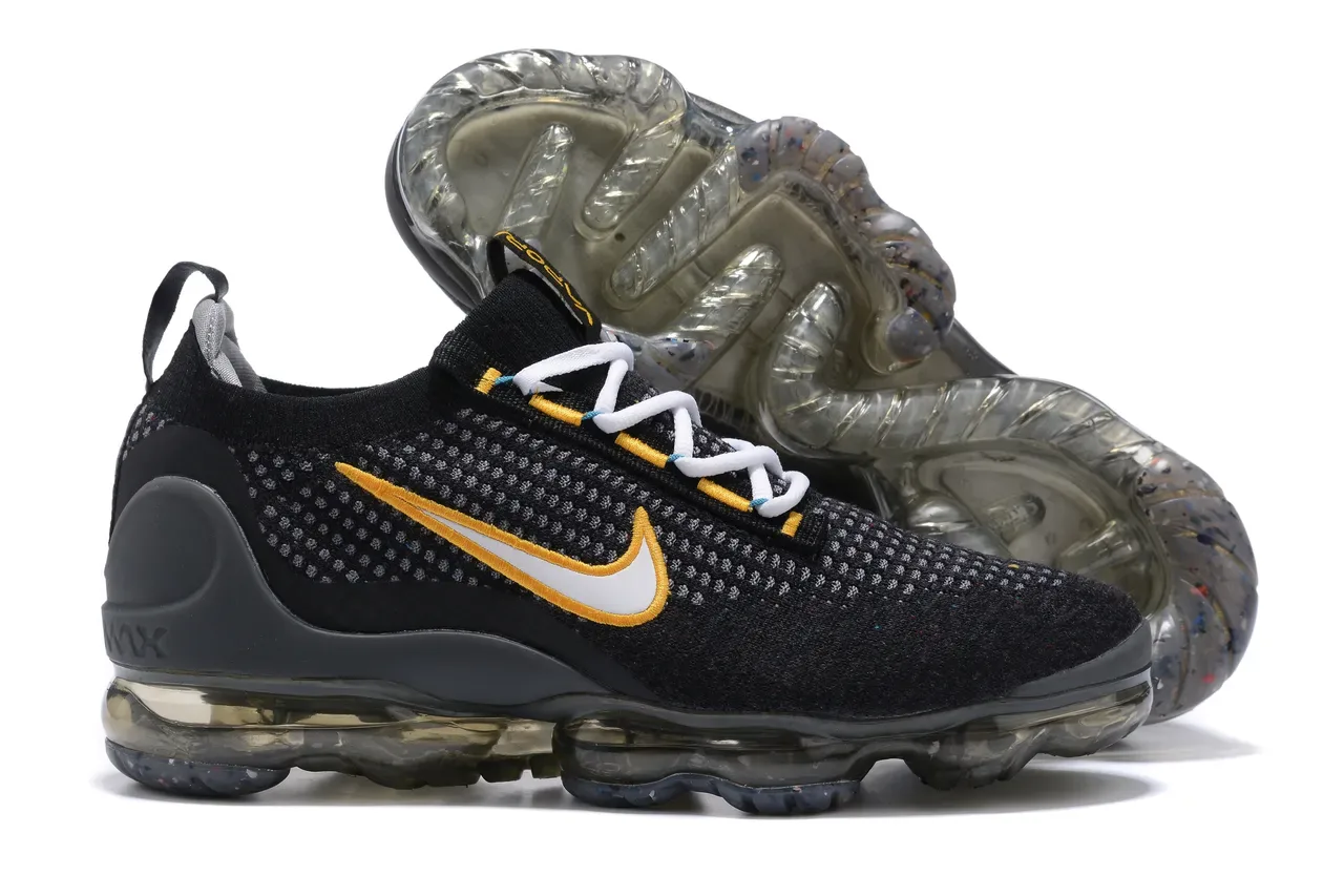 Nike Air VaporMax Flyknit 3 Black Gold White Lifestyle Sneakers 14